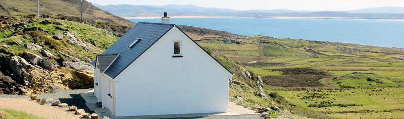 panoramic sea views to front of Crohy Cottage, Dungloe