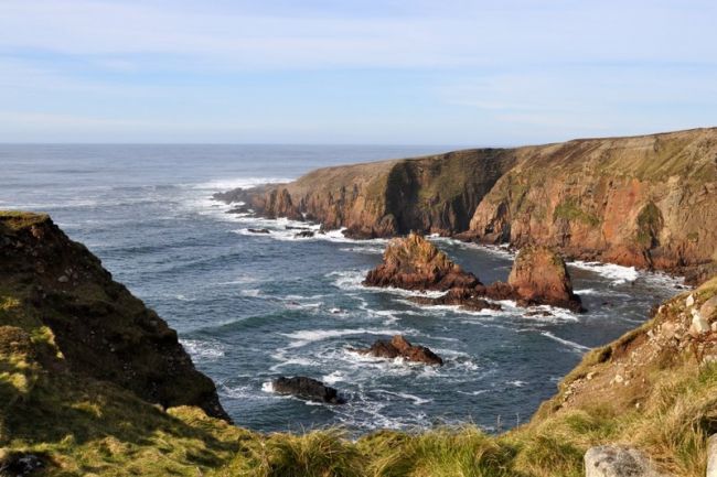 Bloody Forelan - or Cnoc Fola - takes its name from the red hue of the cliffs